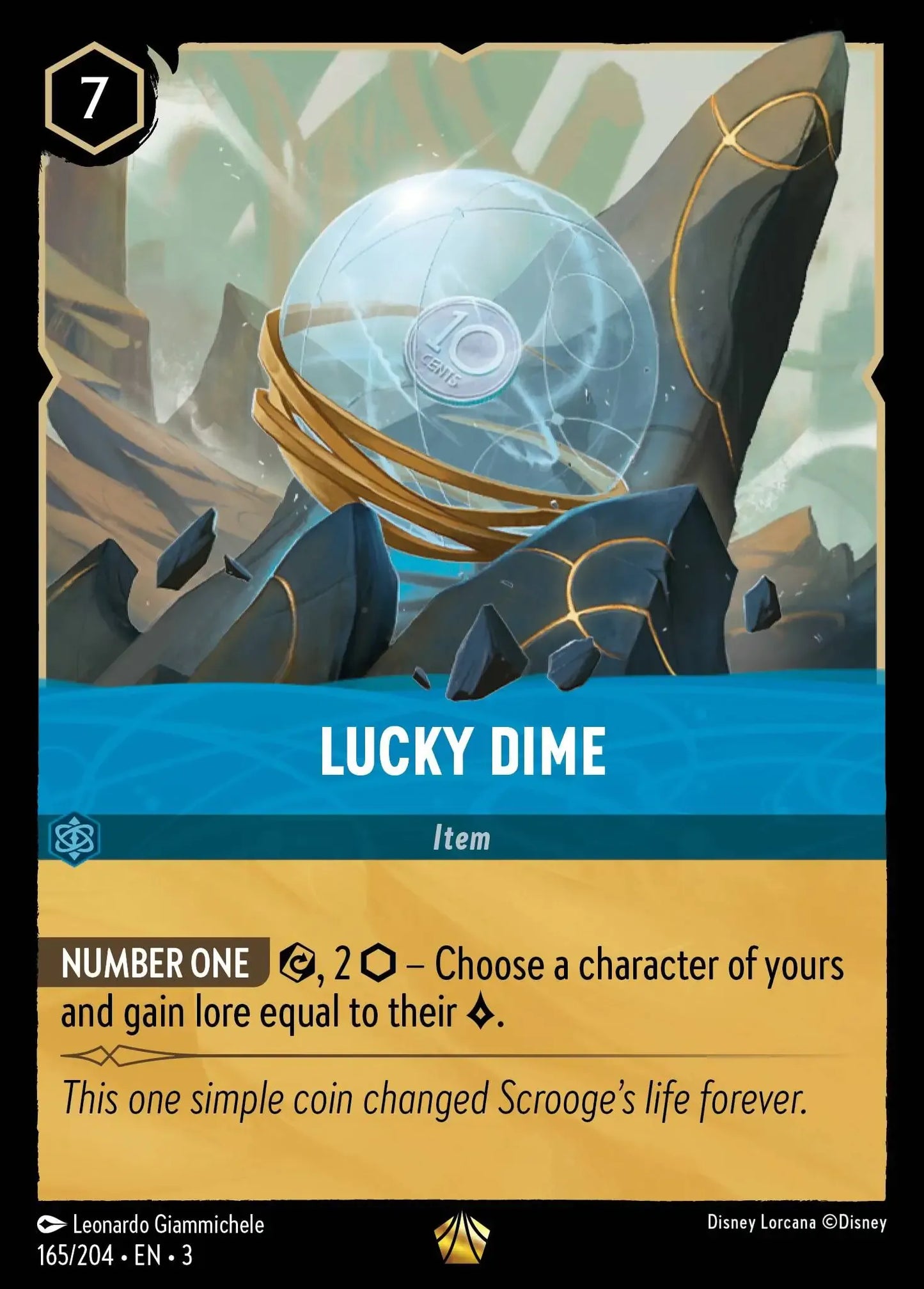 (165) Lorcana Into the Inklands Single: Lucky Dime  Holo Legendary