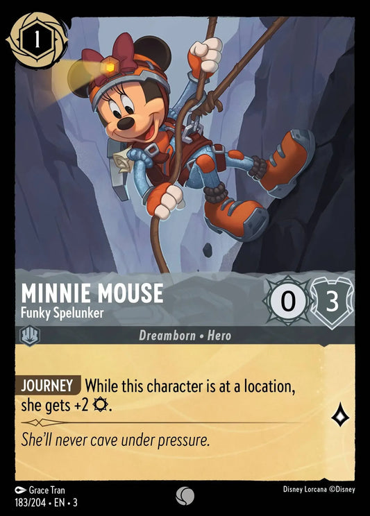(183) Lorcana Into the Inklands Single: Minnie Mouse - Funky Spelunker  Holo Common