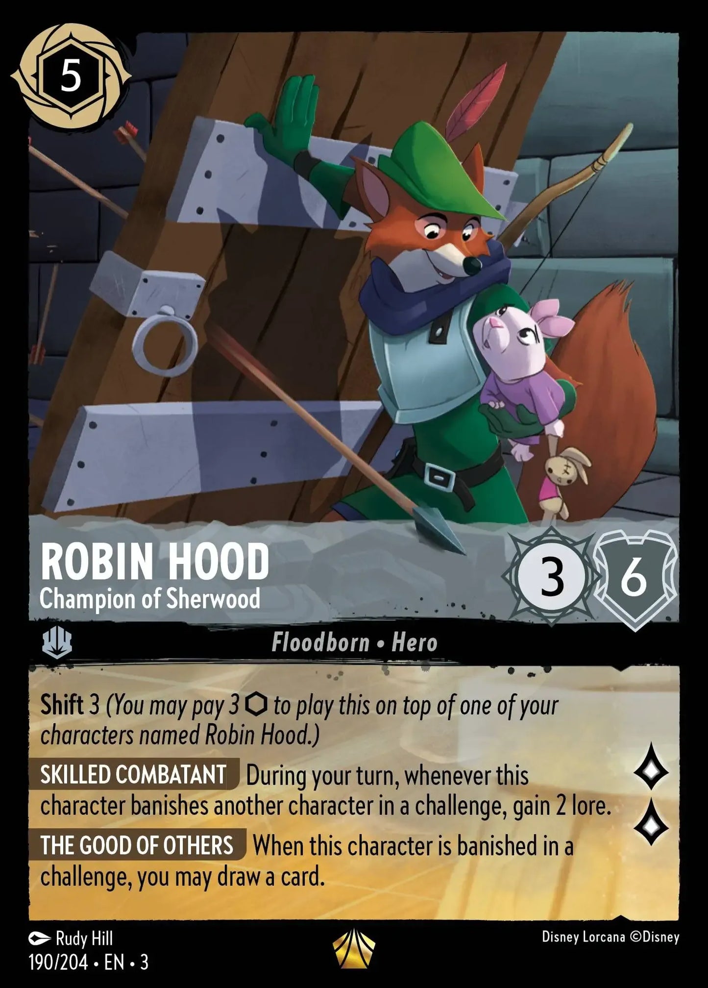 (190) Lorcana Into the Inklands Single: Robin Hood - Champion of Sherwood (V.1)  Legendary