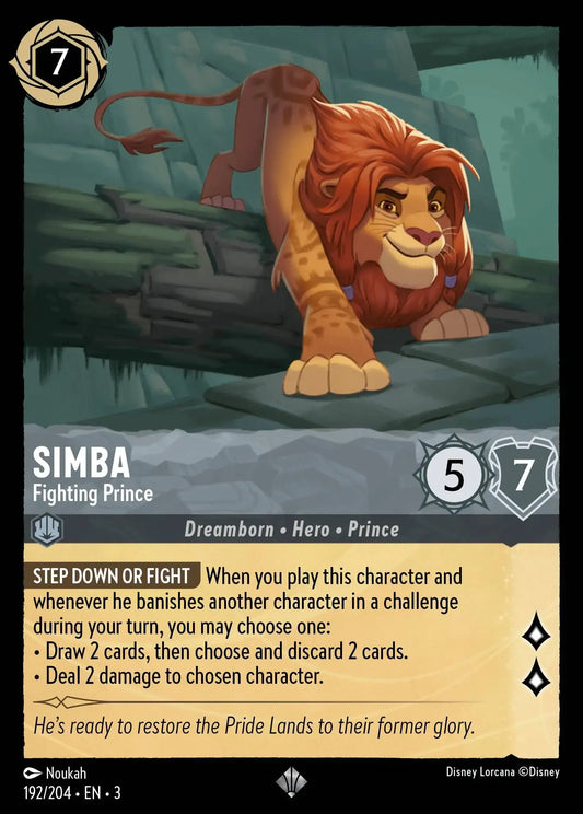 (192) Lorcana Into the Inklands Single: Simba - Fighting Prince  Holo Super Rare