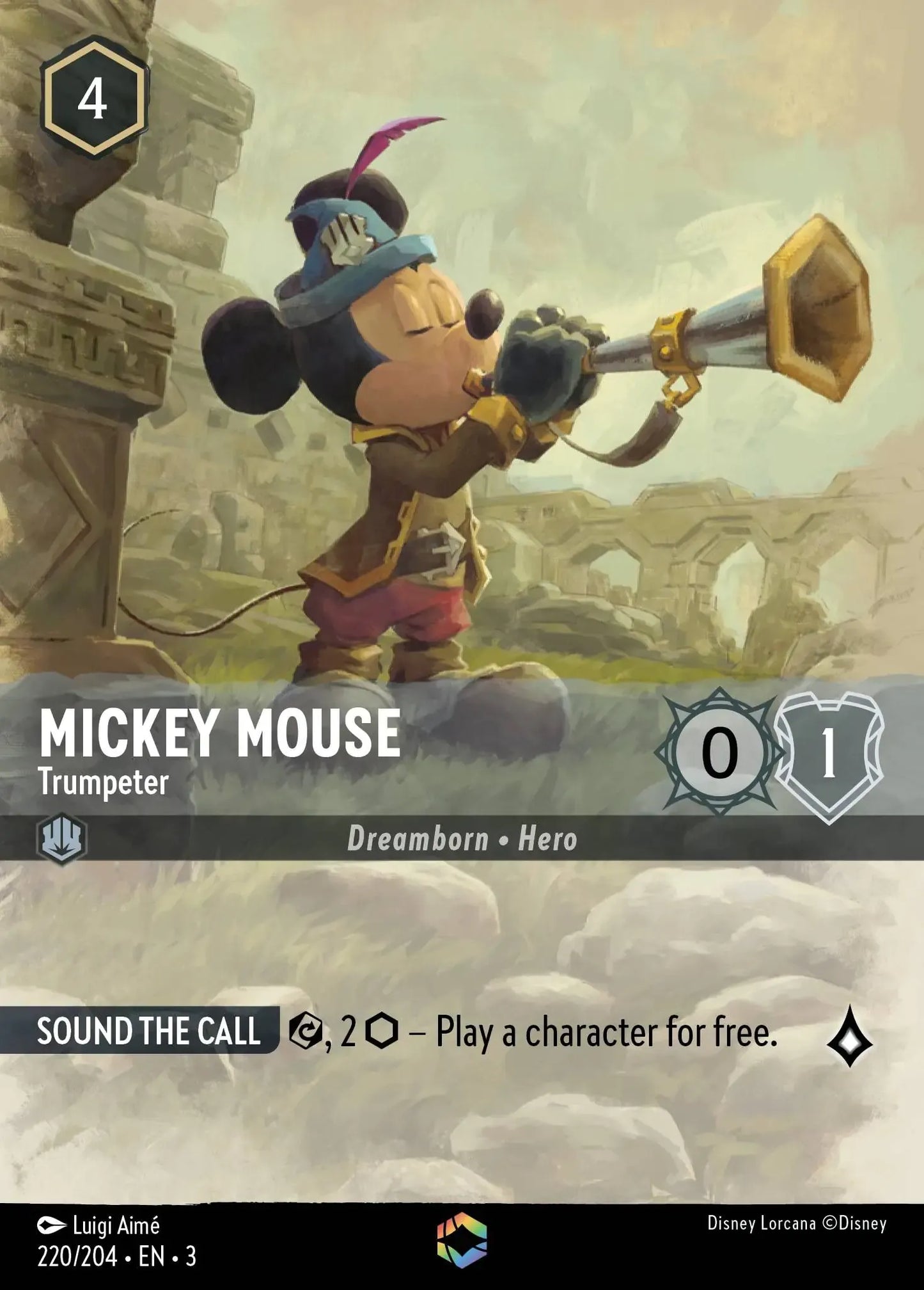 (220) Lorcana Into the Inklands Single: Mickey Mouse - Trumpeter (V.2)  Enchanted