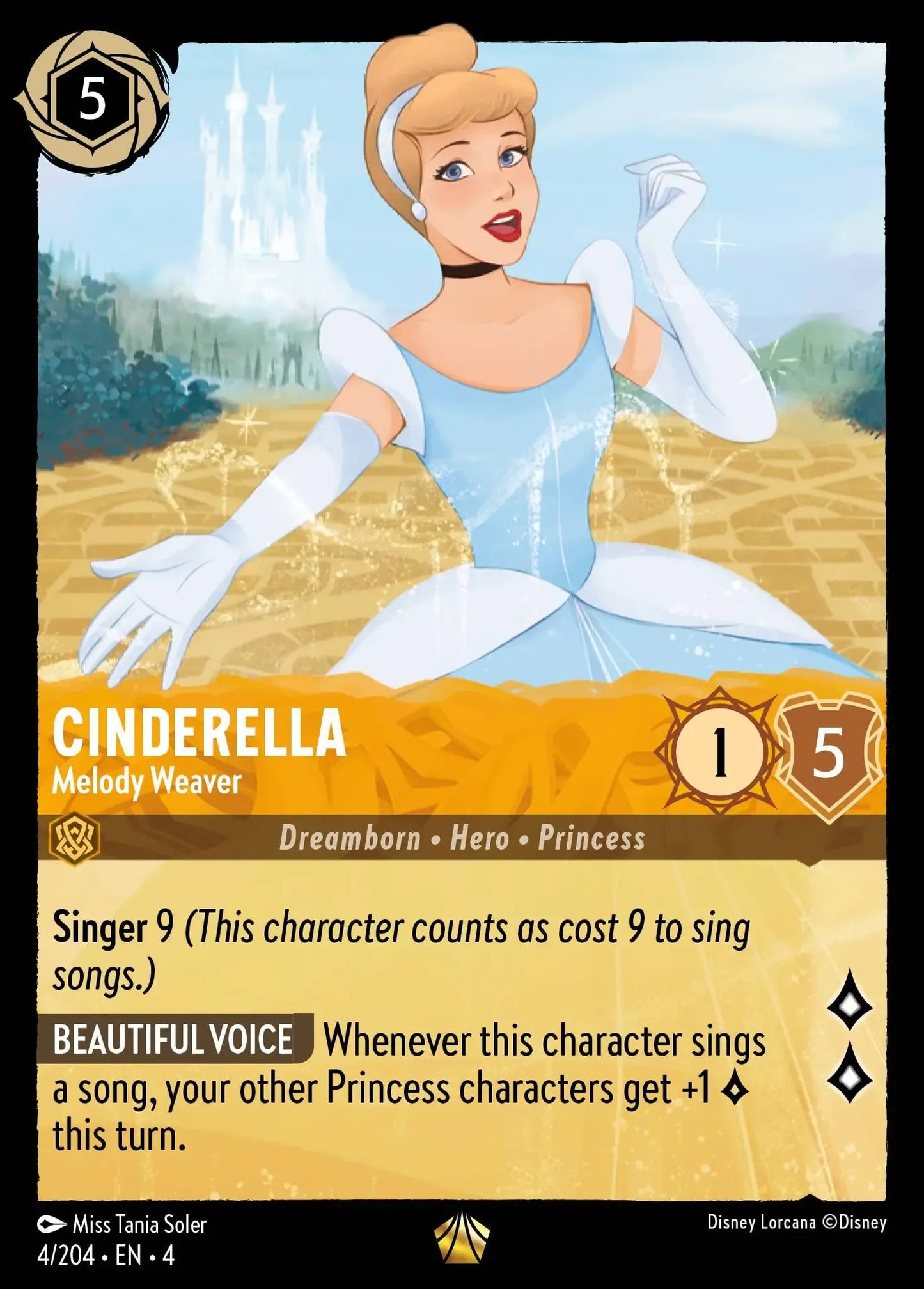 (004) Lorcana Ursula's Return Single: Cinderella - Melody Weaver (V.1)  Holo Legendary