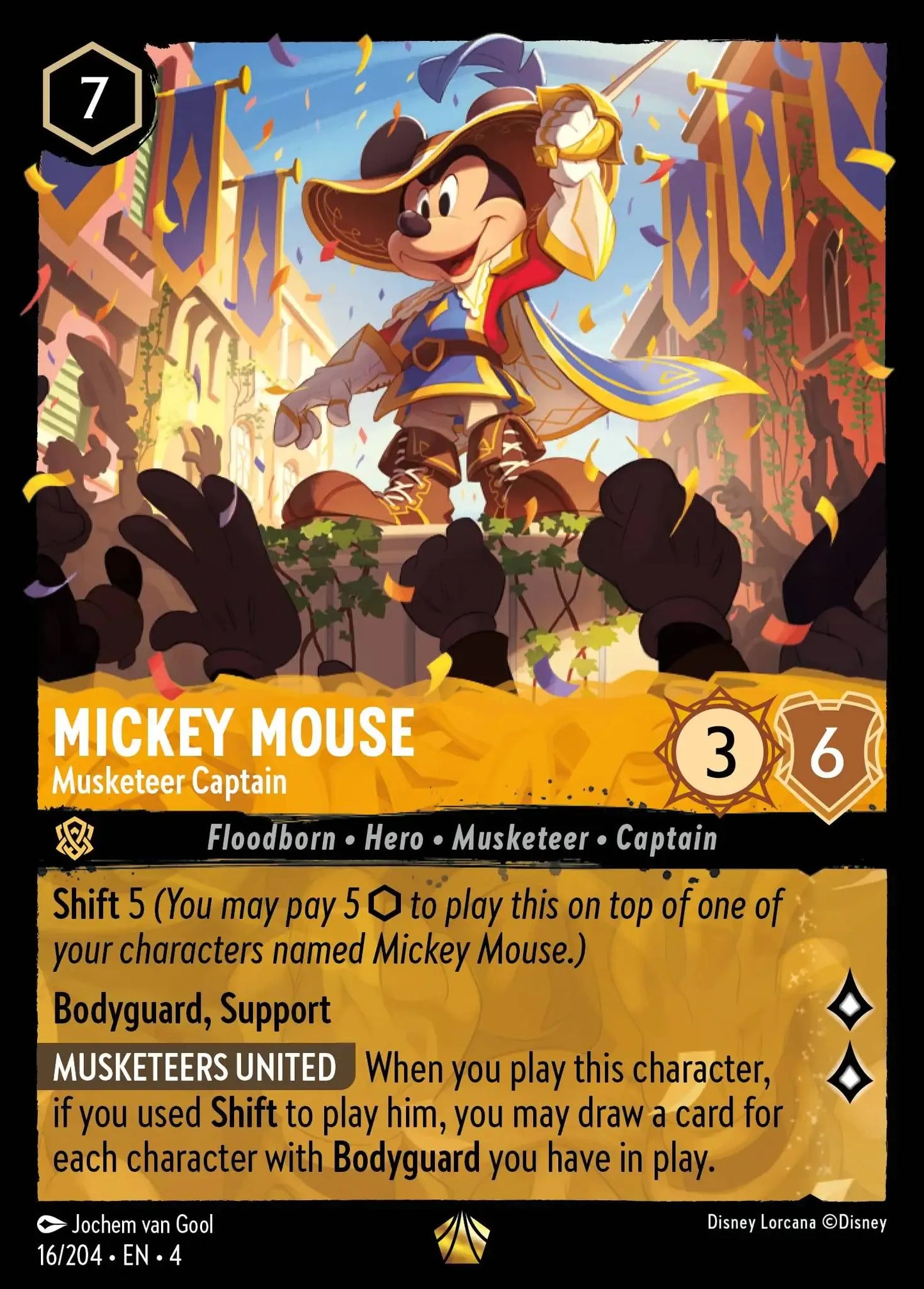 (016) Lorcana Ursula's Return Single: Mickey Mouse - Musketeer Captain  Holo Legendary