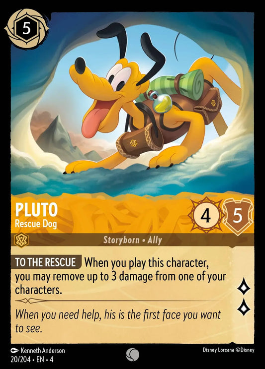 (020) Lorcana Ursula's Return Single: Pluto - Rescue Dog  Holo Common