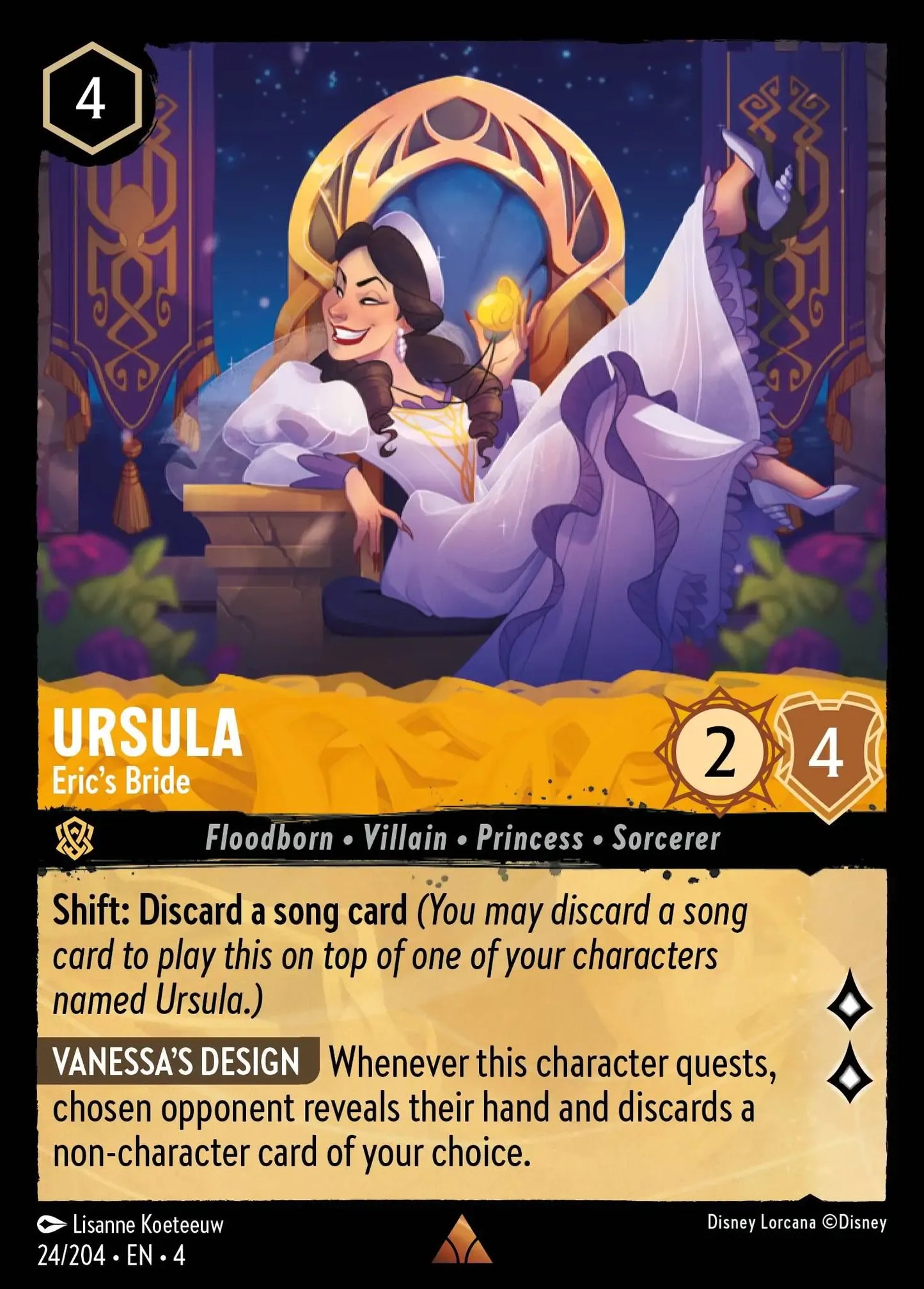 (024) Lorcana Ursula's Return Single: Ursula - Eric's Bride  Holo Rare