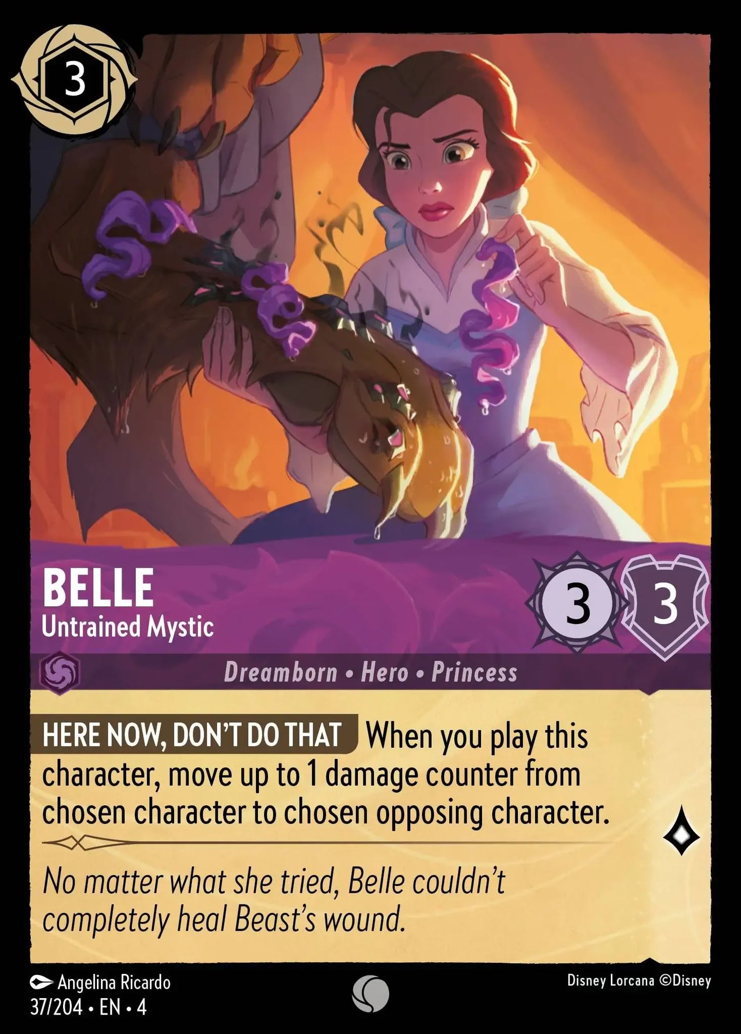 (037) Lorcana Ursula's Return Single: Belle - Untrained Mystic  Common