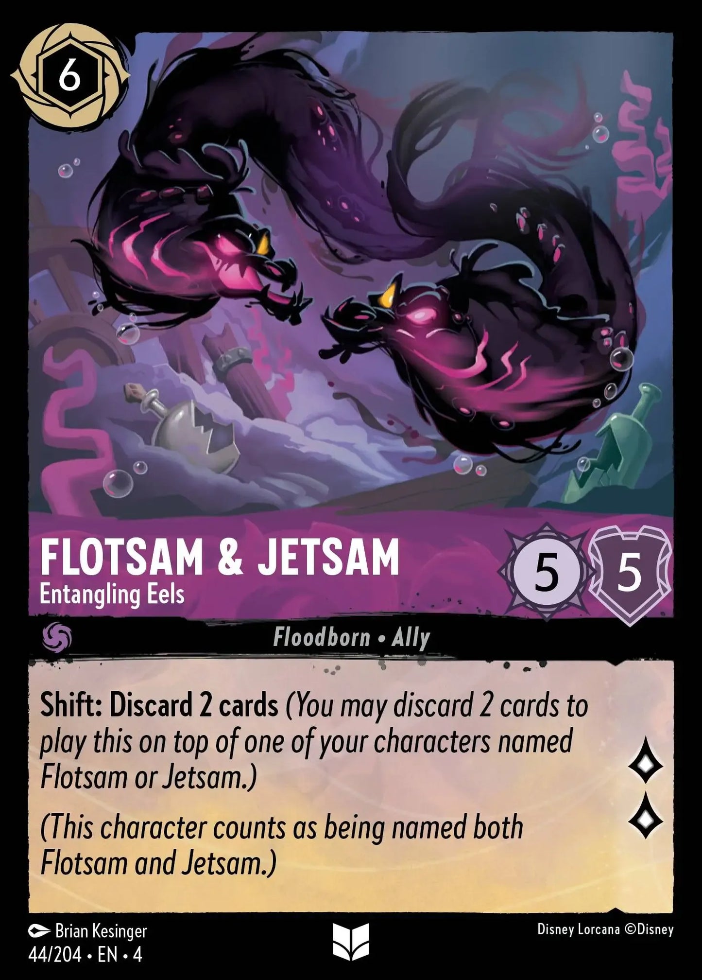 (044) Lorcana Ursula's Return Single: Flotsam & Jetsam - Entangling Eels  Holo Uncommon