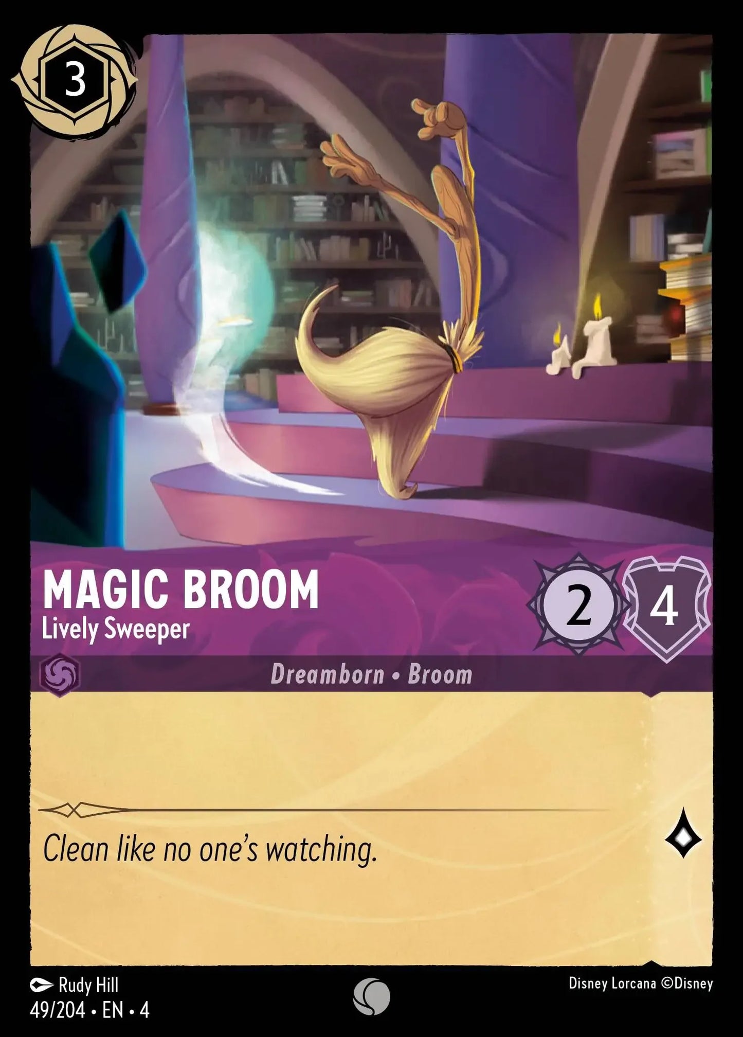 (049) Lorcana Ursula's Return Single: Magic Broom - Lively Sweeper  Holo Common