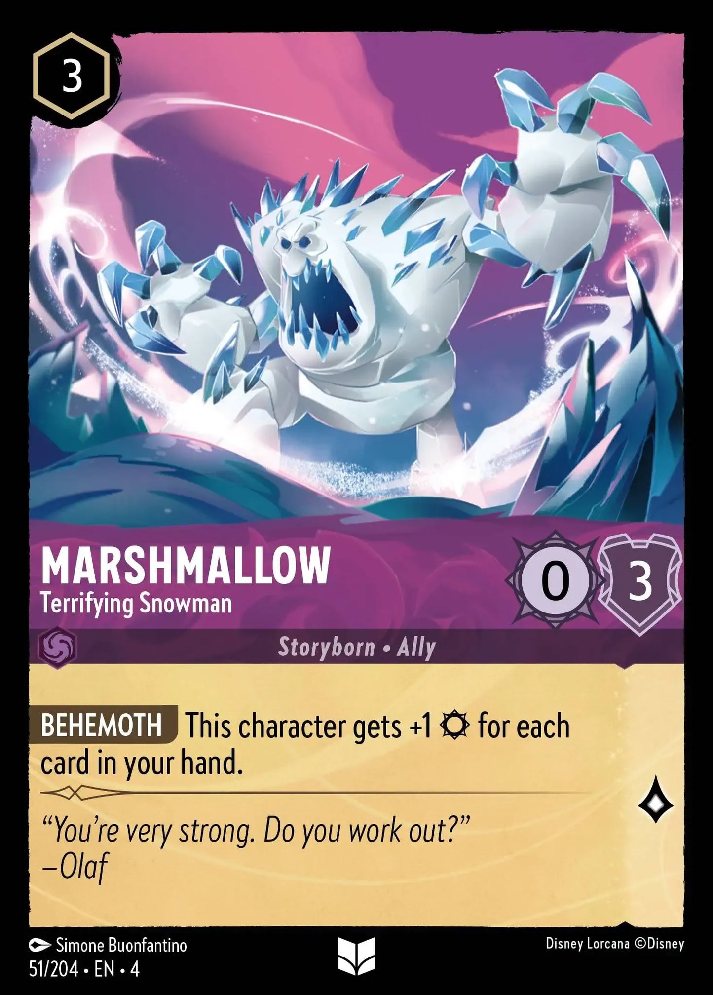 (051) Lorcana Ursula's Return Single: Marshmallow - Terrifying Snowman  Holo Uncommon