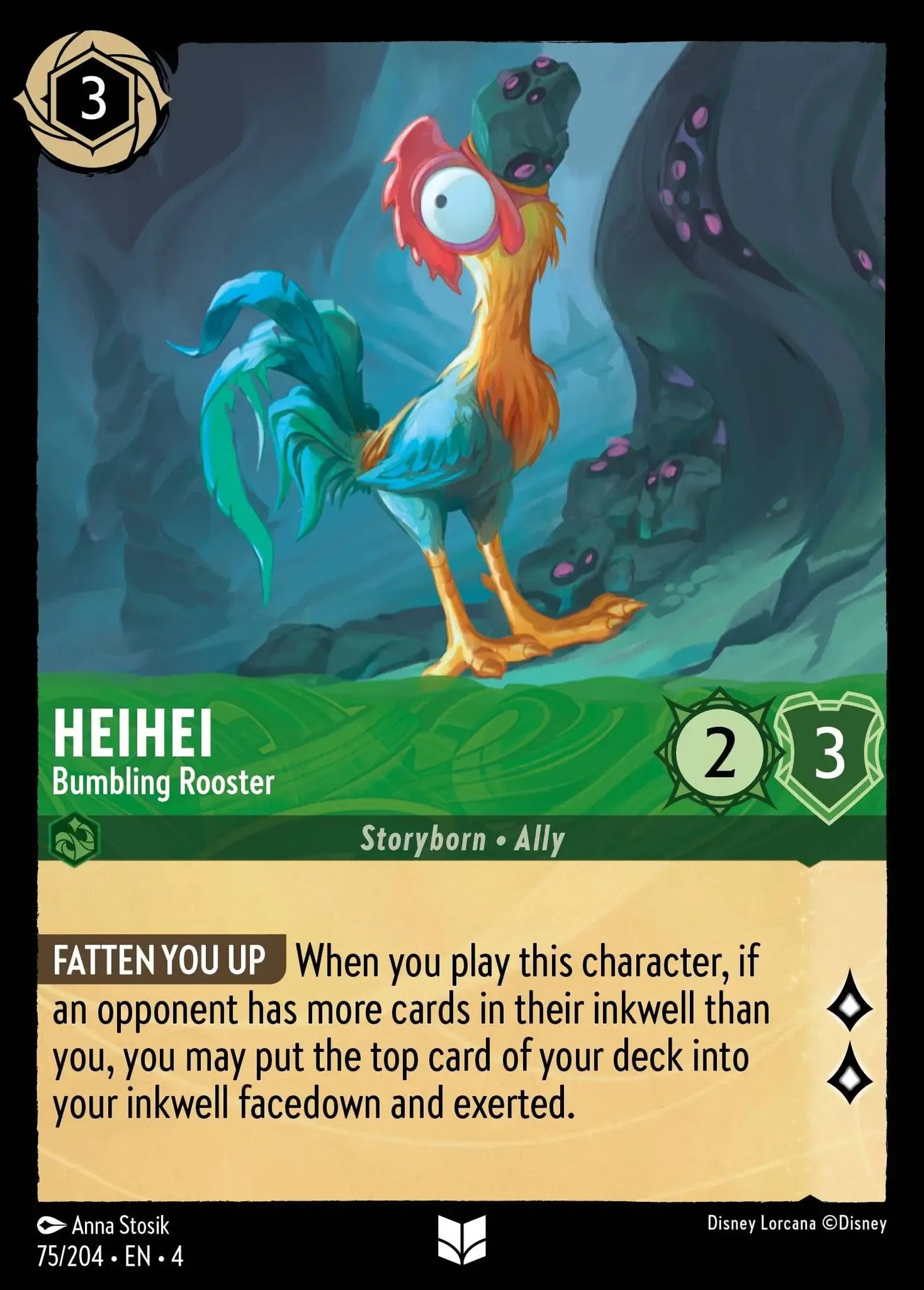 (075) Lorcana Ursula's Return Single: HeiHei - Bumbling Rooster  Uncommon