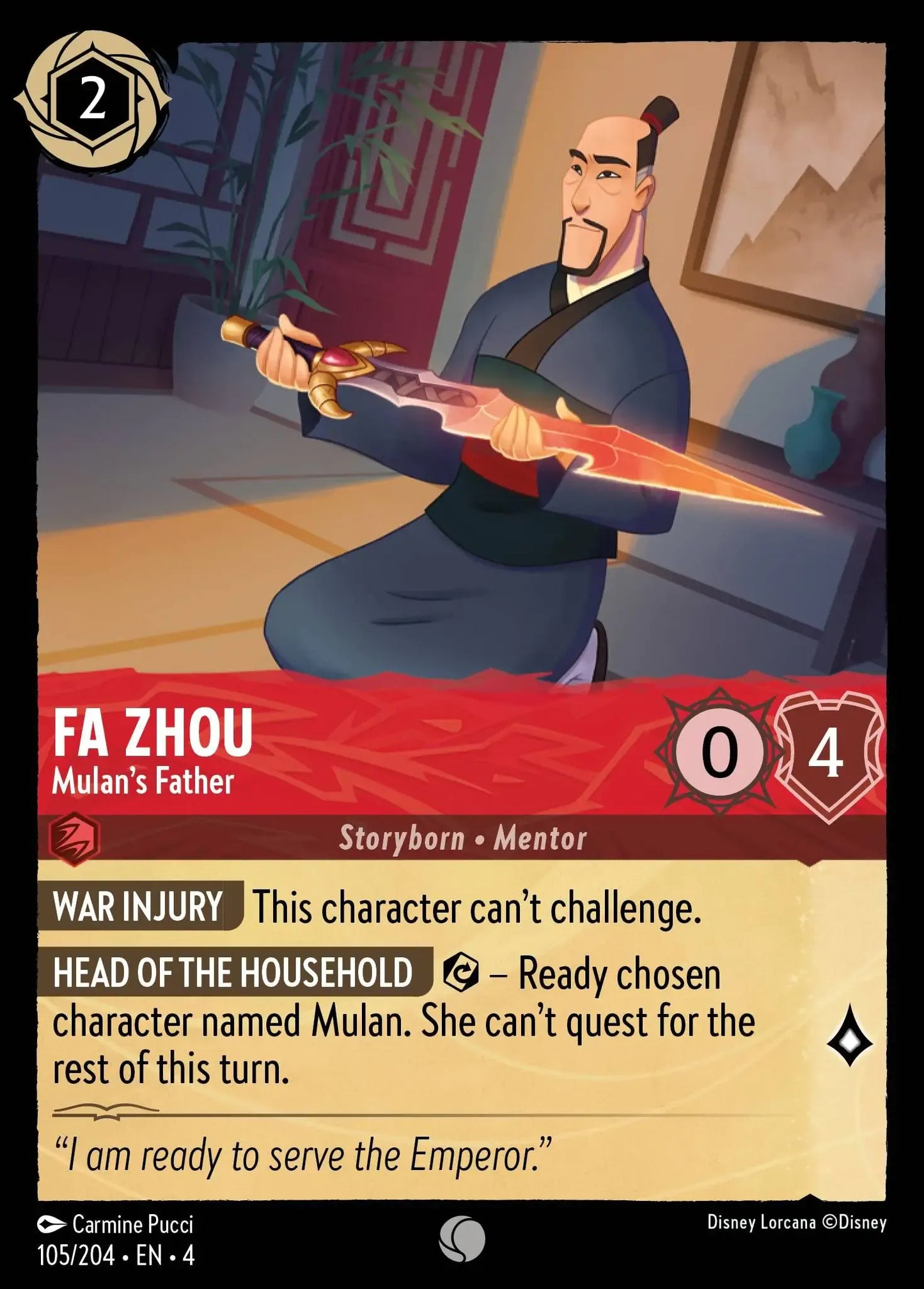 (105) Lorcana Ursula's Return Single: Fa Zhou - Mulan's Father  Common