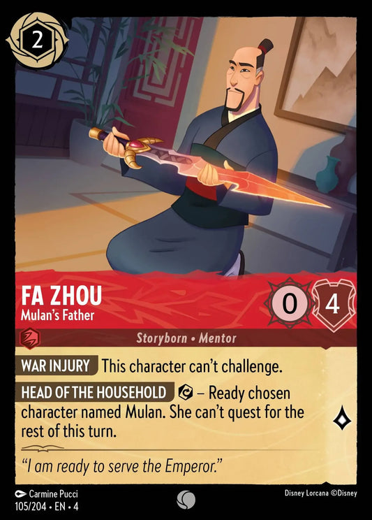 (105) Lorcana Ursula's Return Single: Fa Zhou - Mulan's Father  Holo Common