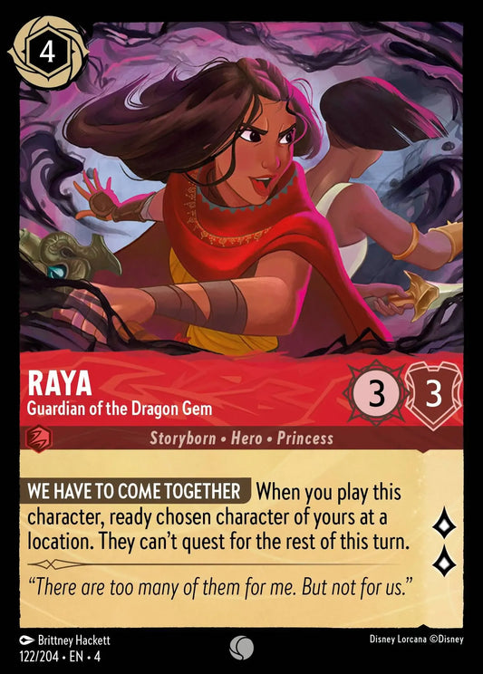 (122) Lorcana Ursula's Return Single: Raya - Guardian of the Dragon Gem  Holo Common