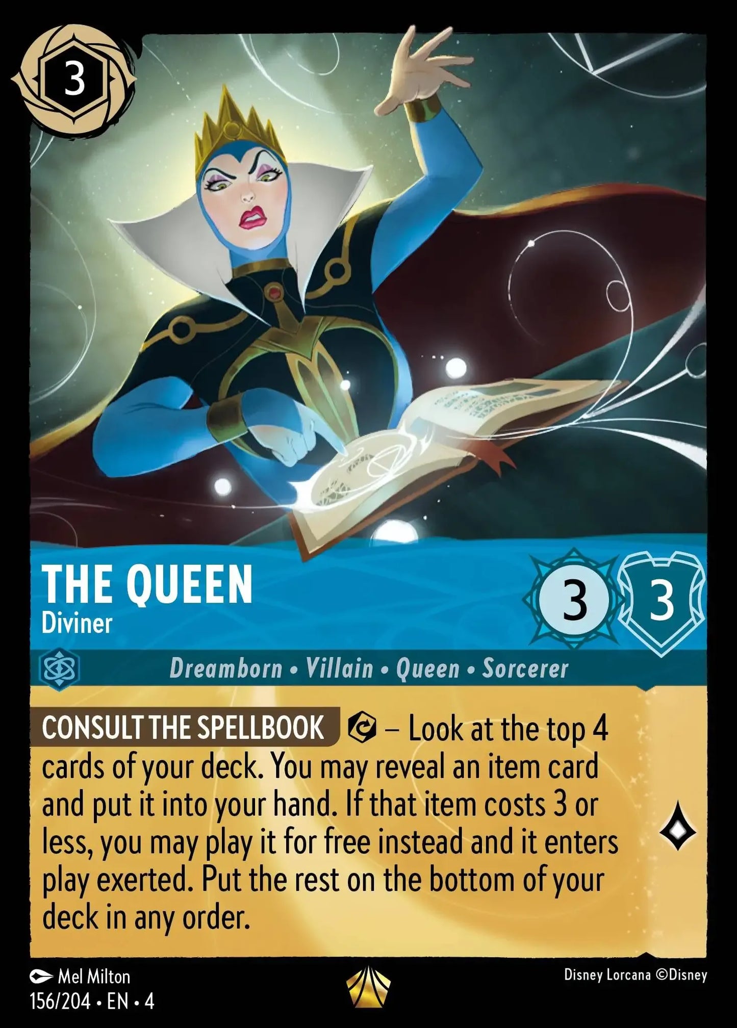 (156) Lorcana Ursula's Return Single: The Queen - Diviner (V.1)  Legendary