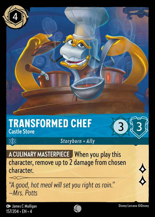 (157) Lorcana Ursula's Return Single: Transformed Chef - Castle Stove  Common