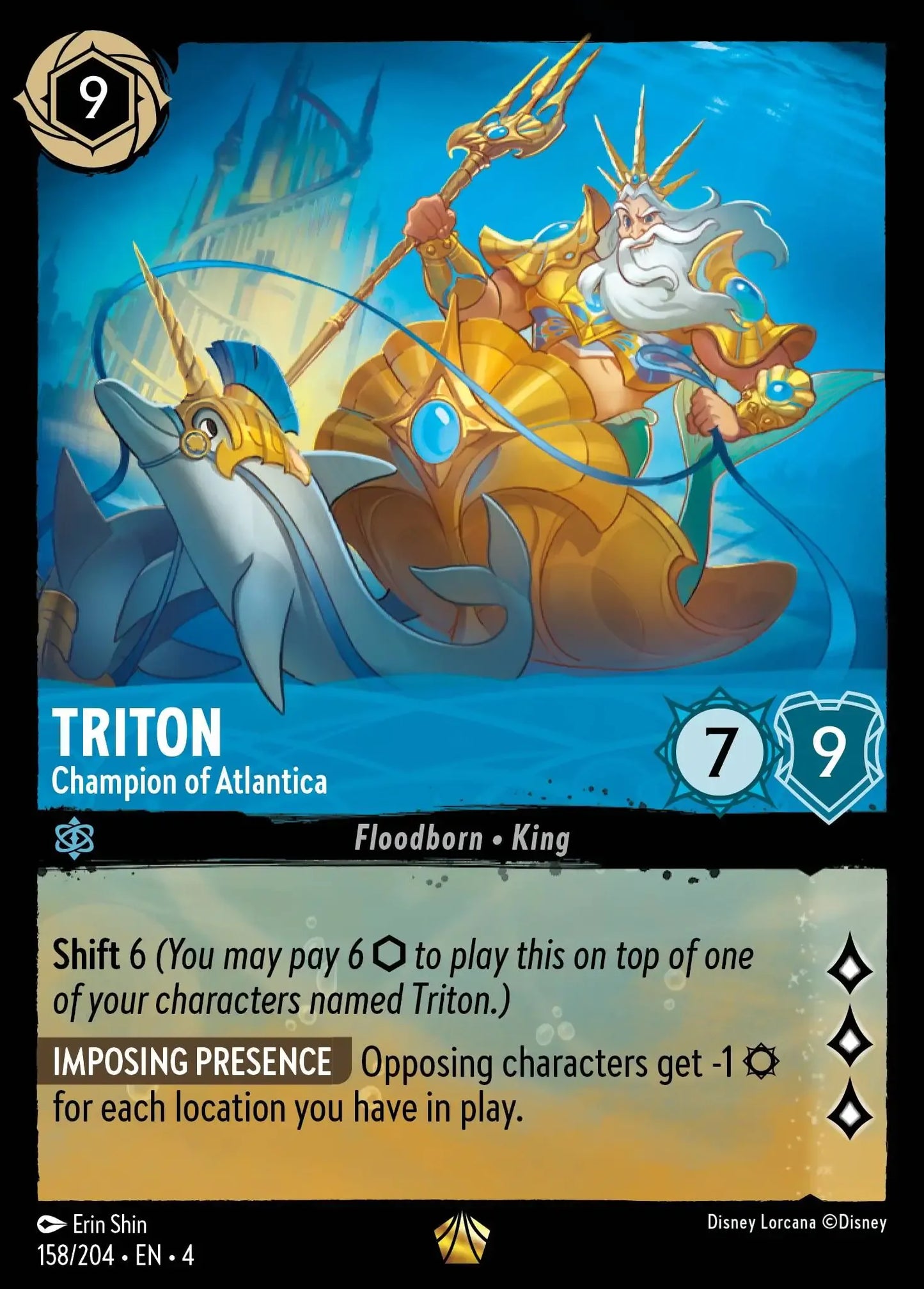 (158) Lorcana Ursula's Return Single: Triton - Champion of Atlantica  Holo Legendary