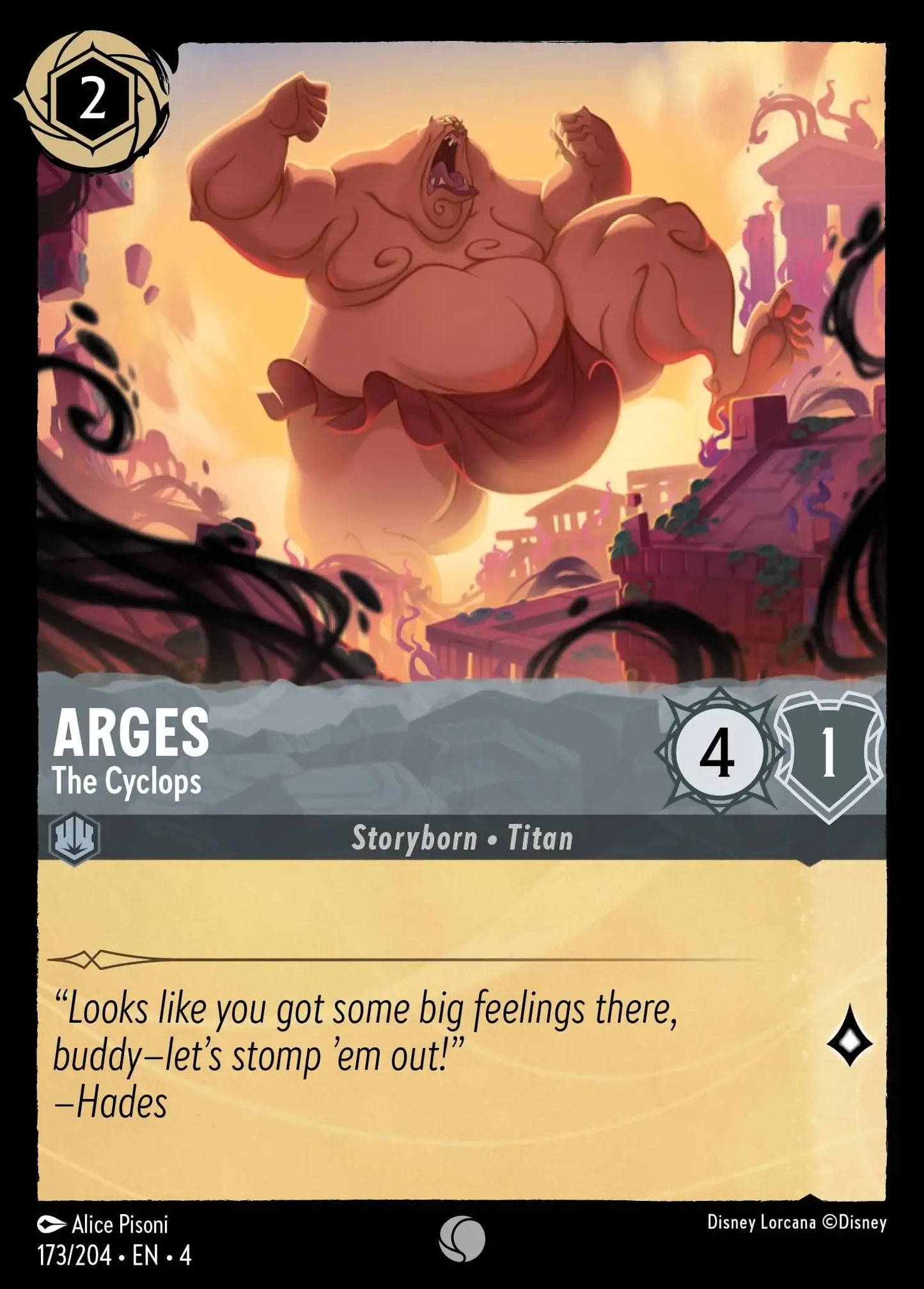 (173) Lorcana Ursula's Return Single: Arges - The Cyclops  Holo Common