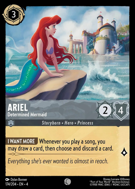 (174) Lorcana Ursula's Return Single: Ariel - Determined Mermaid  Holo Common