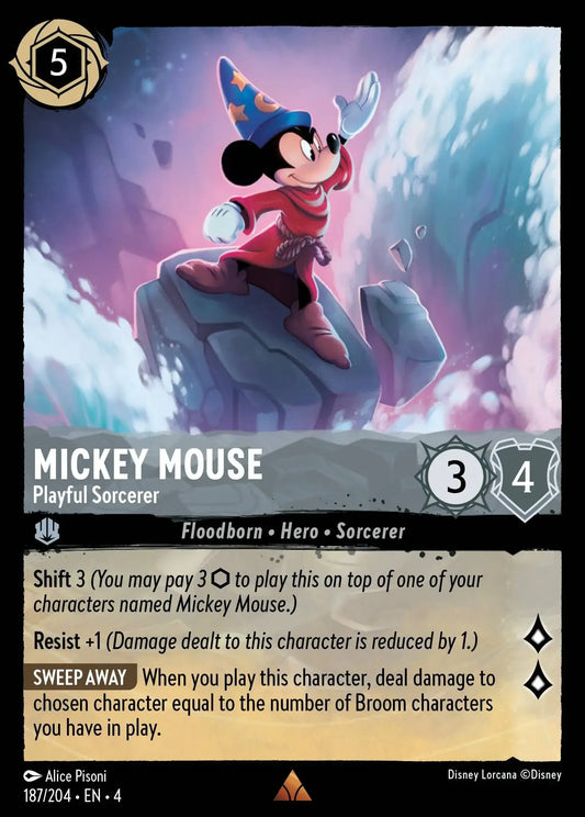 (187) Lorcana Ursula's Return Single: Mickey Mouse - Playful Sorcerer (V.1)  Rare