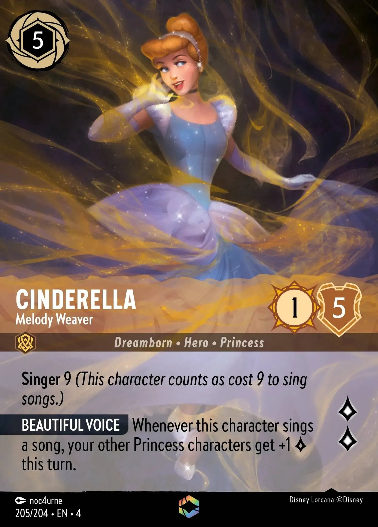 (205) Lorcana Ursula's Return Single: Cinderella - Melody Weaver (V.2)  Enchanted