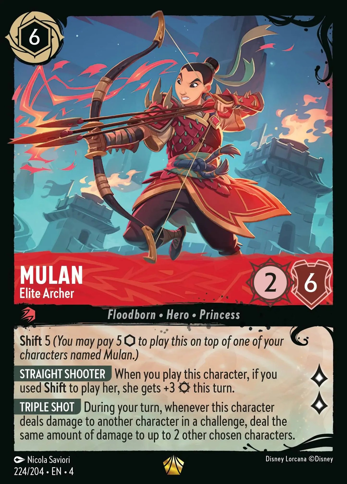 (224) Lorcana Ursula's Return Single: Mulan - Elite Archer (V.2)  Holo Legendary