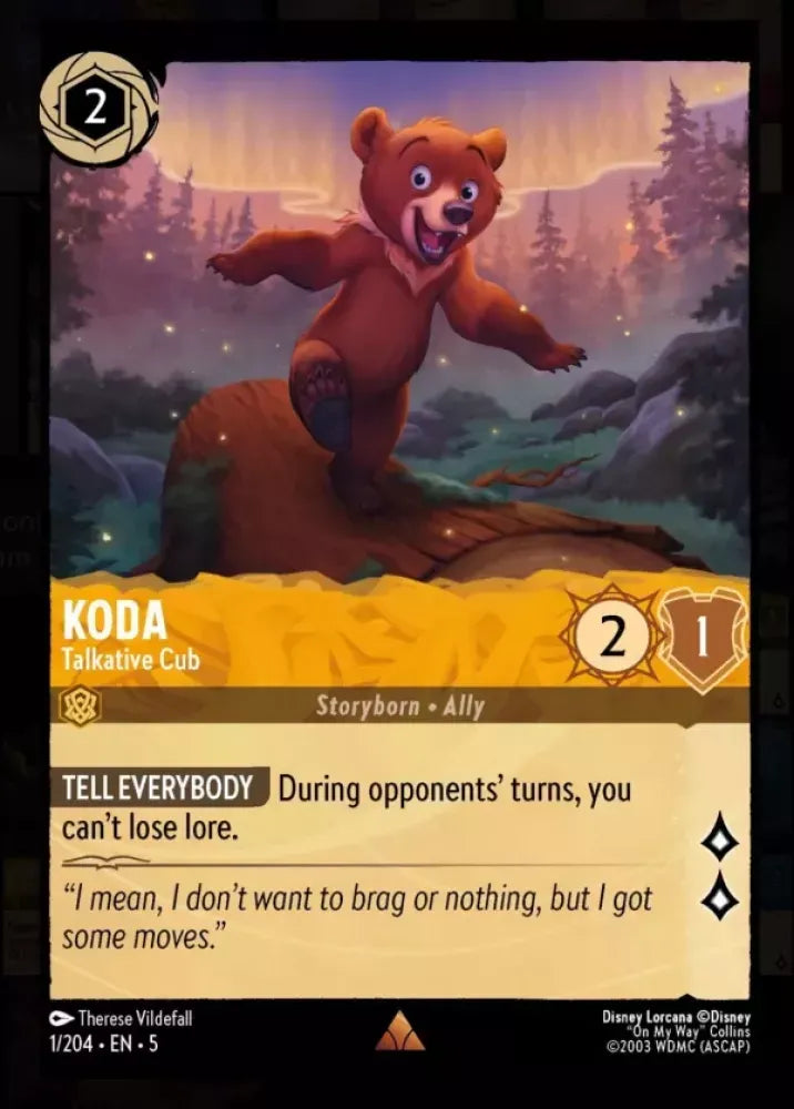 (001) Lorcana Shimmering Skies Single: Koda - Talkative Cub  Rare