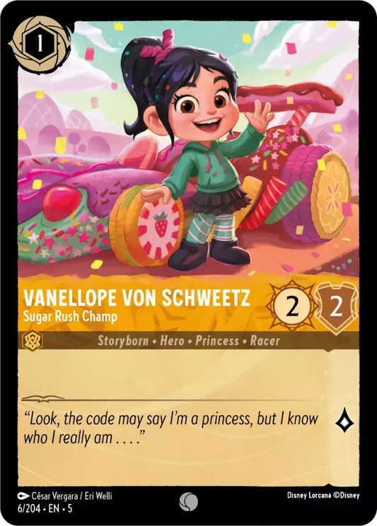 (006) Lorcana Shimmering Skies Single: Vanellope von Schweetz - Sugar Rush Champ  Common