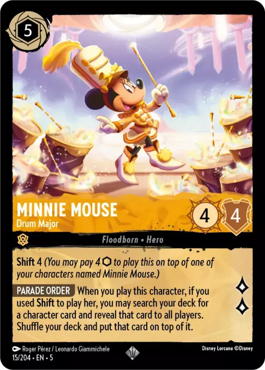 (015) Lorcana Shimmering Skies Single: Minnie Mouse - Drum Major  Super Rare