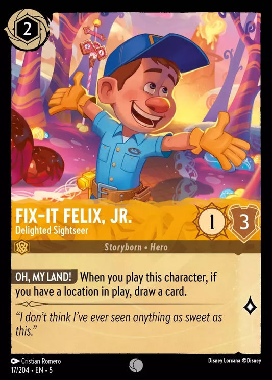 (017) Lorcana Shimmering Skies Single: Fix‐It Felix, Jr. - Delighted Sightseer  Common