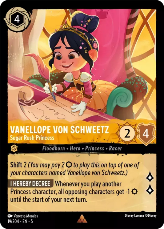 (019) Lorcana Shimmering Skies Single: Vanellope von Schweetz - Sugar Rush Princess (V.1)  Rare