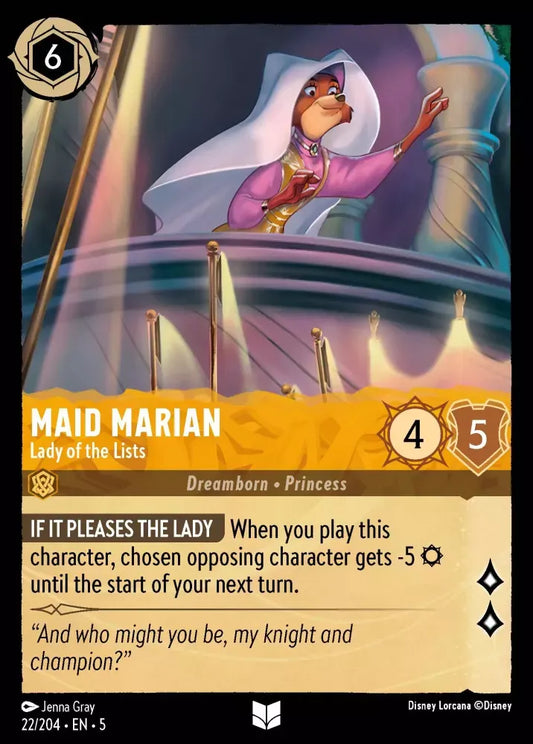 (022) Lorcana Shimmering Skies Single: Maid Marian - Lady of the Lists Holo Uncommon