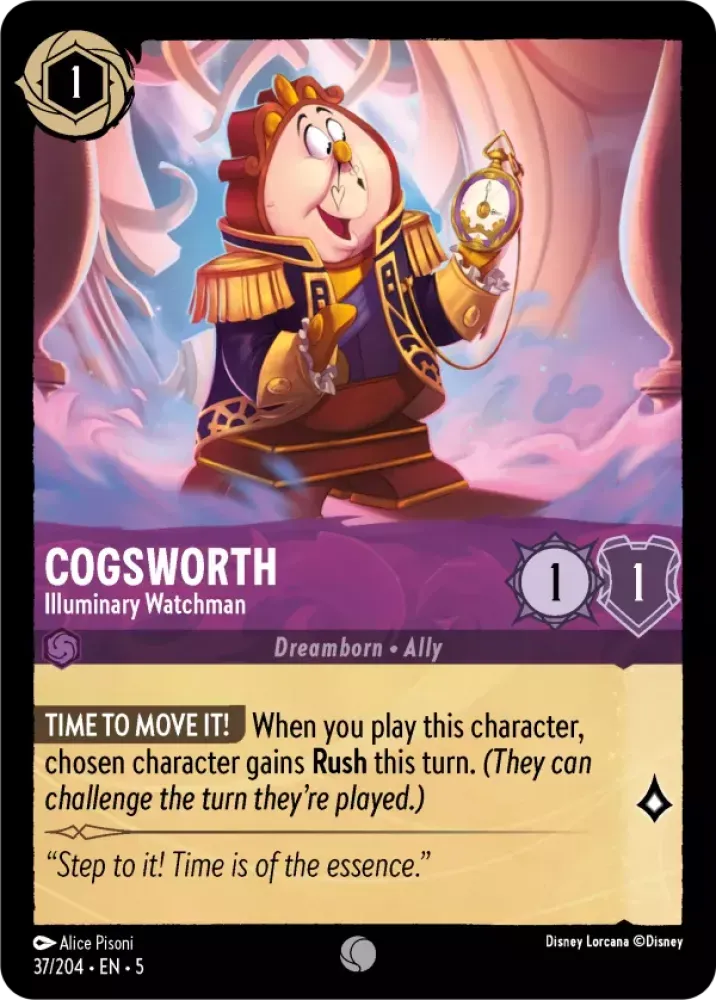 (037) Lorcana Shimmering Skies Single: Cogsworth - Illuminary Watchman  Common