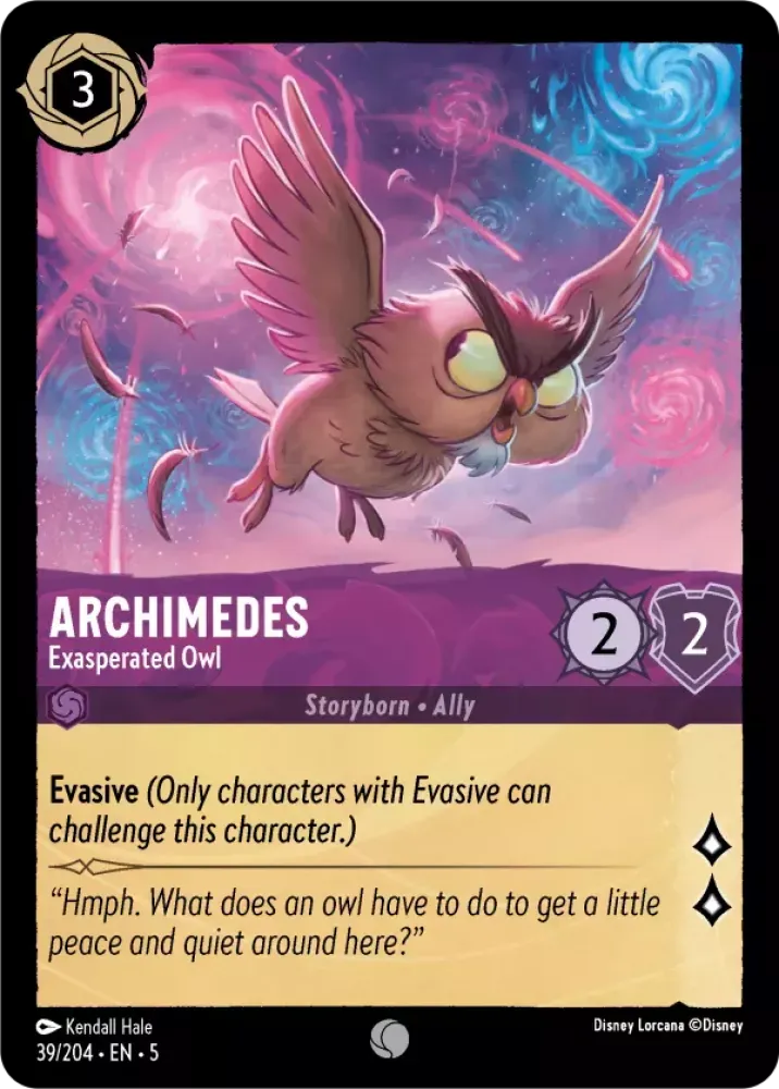 (039) Lorcana Shimmering Skies Single: Archimedes - Exasperated Owl Holo Common