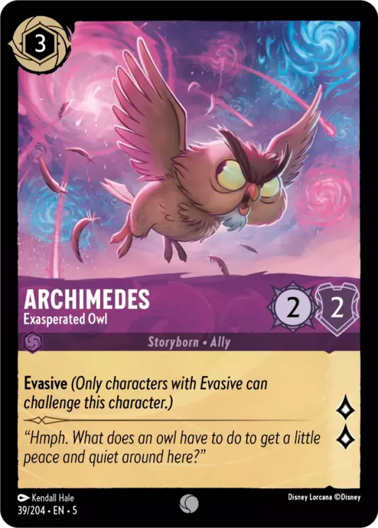 (039) Lorcana Shimmering Skies Single: Archimedes - Exasperated Owl Holo Common