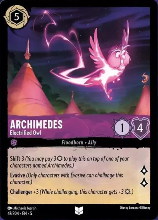 (047) Lorcana Shimmering Skies Single: Archimedes - Electrified Owl (V.1)  Uncommon