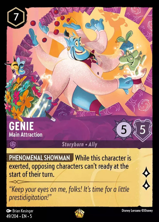 (049) Lorcana Shimmering Skies Single: Genie - Main Attraction  Legendary