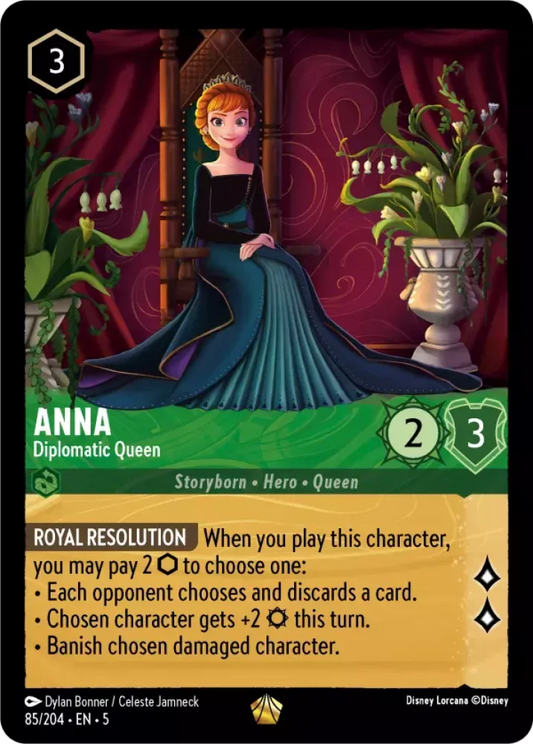 (085) Lorcana Shimmering Skies Single: Anna - Diplomatic Queen  Legendary