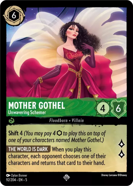 (092) Lorcana Shimmering Skies Single: Mother Gothel - Unwavering Schemer  Super Rare