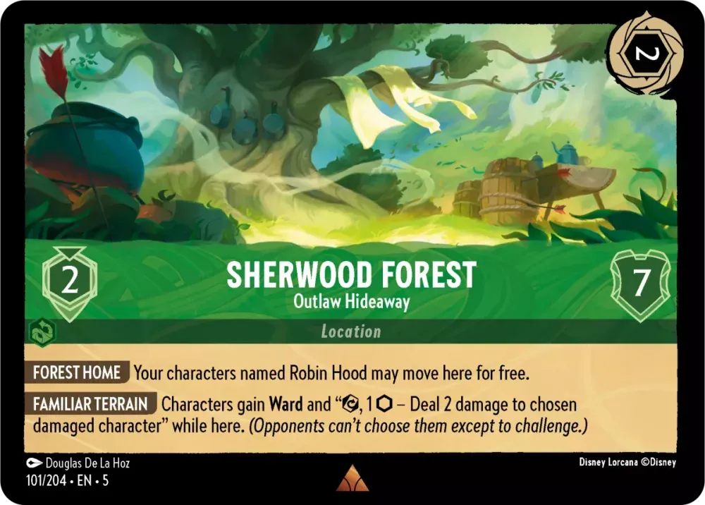 (101) Lorcana Shimmering Skies Single: Sherwood Forest - Outlaw Hideaway  Rare