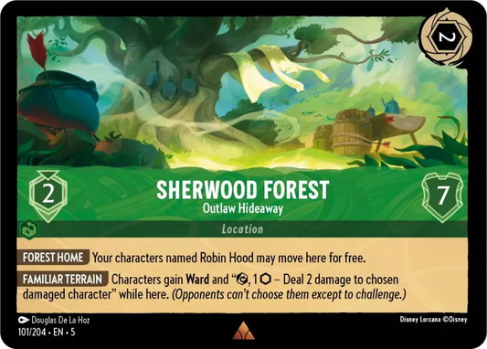 (101) Lorcana Shimmering Skies Single: Sherwood Forest - Outlaw Hideaway Holo Rare