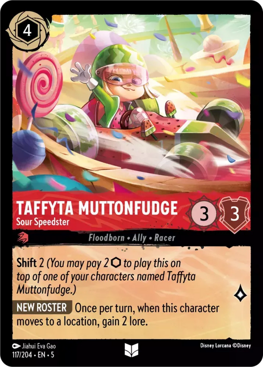 (117) Lorcana Shimmering Skies Single: Taffyta Muttonfudge - Sour Speedster  Uncommon