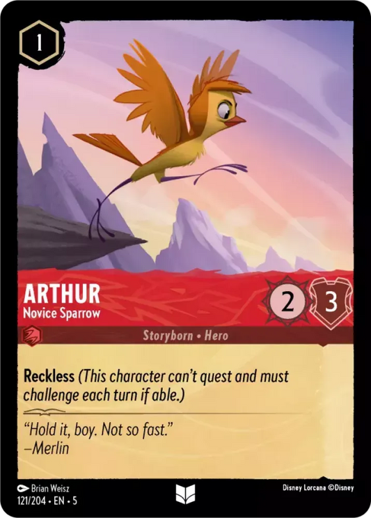 (121) Lorcana Shimmering Skies Single: Arthur - Novice Sparrow  Uncommon