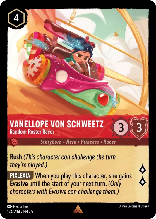 (124) Lorcana Shimmering Skies Single: Vanellope von Schweetz - Random Roster Racer  Rare