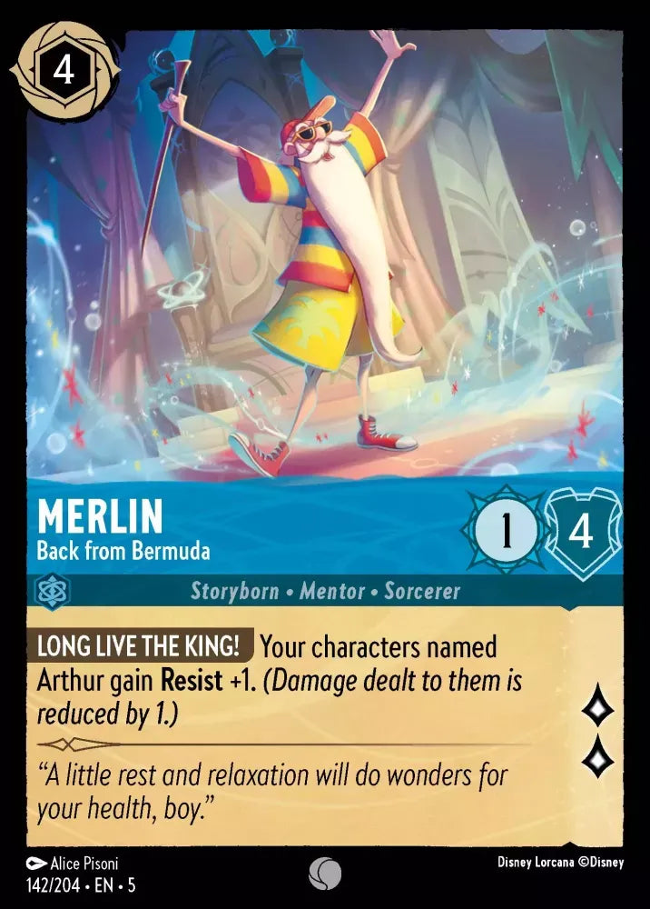 (142) Lorcana Shimmering Skies Single: Merlin - Back from Bermuda  Common