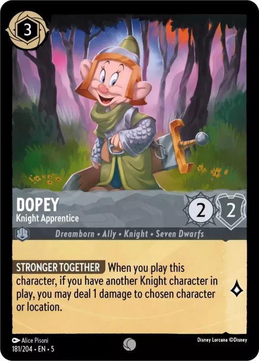 (181) Lorcana Shimmering Skies Single: Dopey - Knight Apprentice  Common