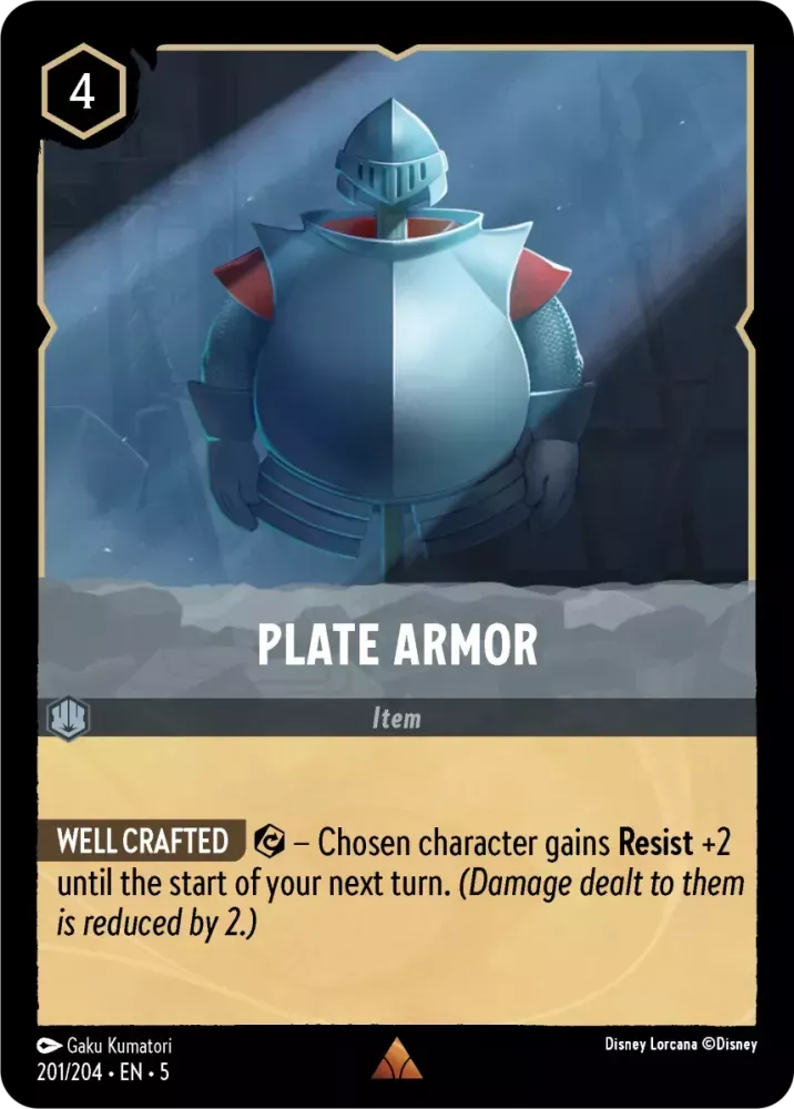 (201) Lorcana Shimmering Skies Single: Plate Armor Holo Rare