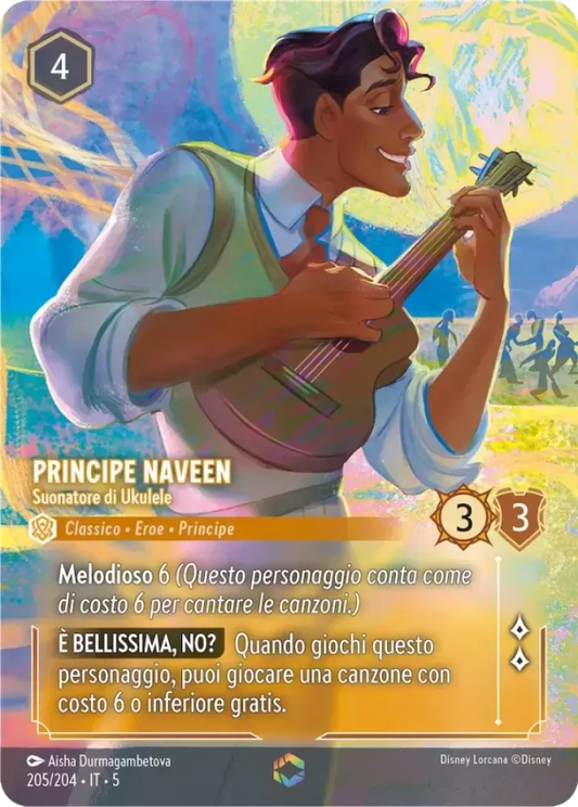 (205) Lorcana Shimmering Skies Single: Prince Naveen - Ukulele Player (V.2)  Enchanted