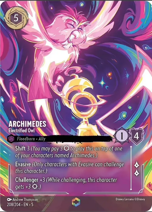 (208) Lorcana Shimmering Skies Single: Archimedes - Electrified Owl (V.2)  Enchanted