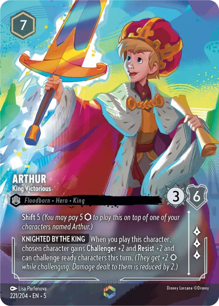 (221) Lorcana Shimmering Skies Single: Arthur - King Victorious (V.2)  Enchanted