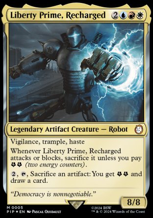 (005) Magic The Gathering Universes Beyond: Fallout Single: Liberty Prime, Recharged  Holo Mythic